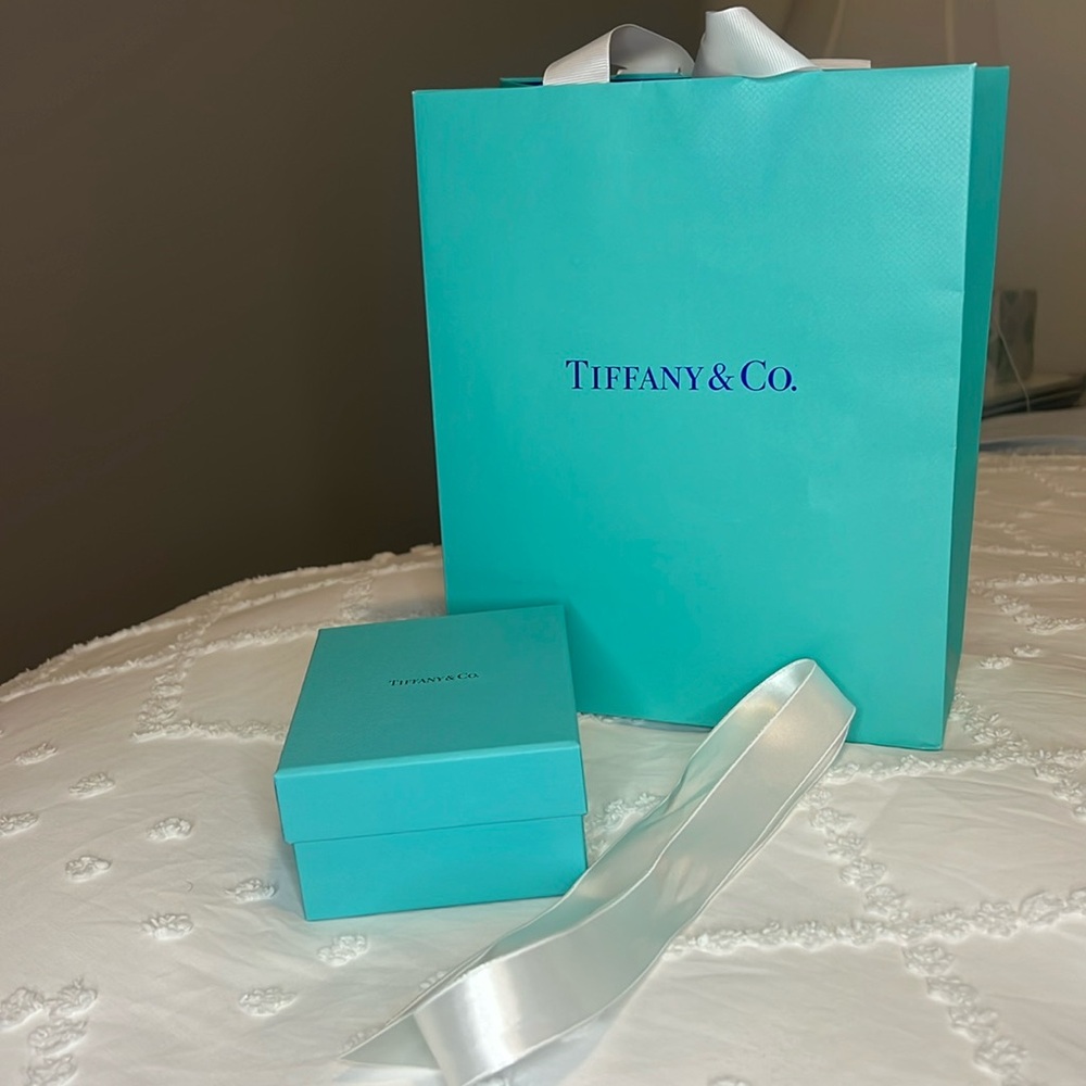 Tiffany and Co. Gift Bag and Box with a ribbon, Authentic